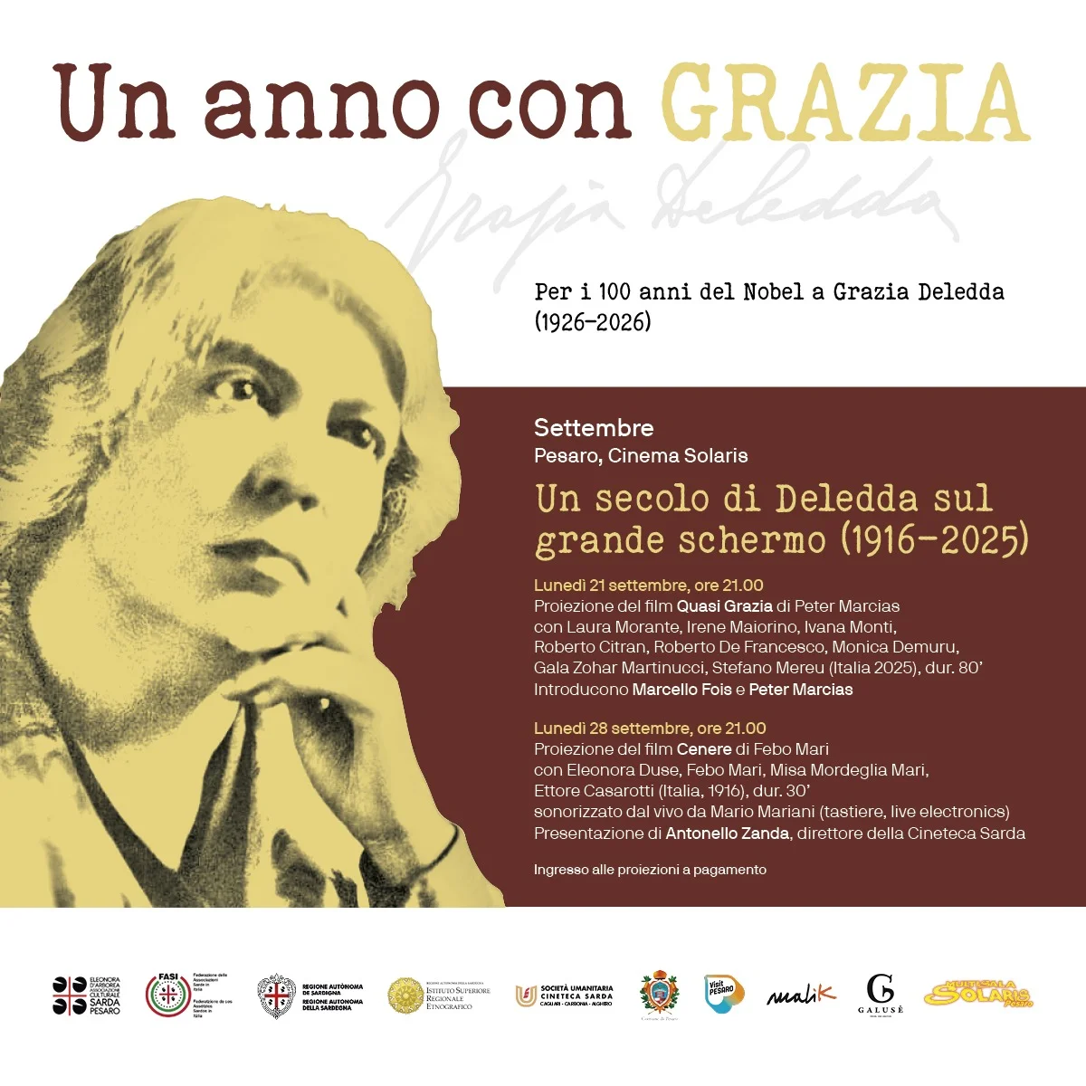 "Un secolo di Deledda sul grande schermo – Rassegna a PESARO